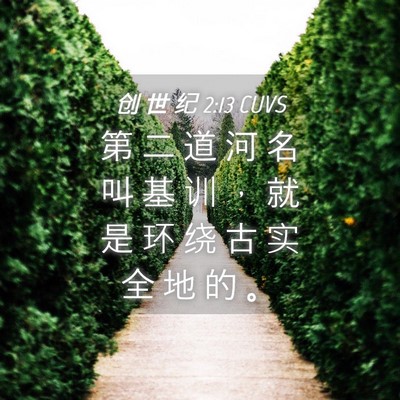Picture 04 - 创 世 纪 2:13 CUVS - 第 二 道 河 名 叫 基 训 ， 就 是 环 - Bible Verse Picture