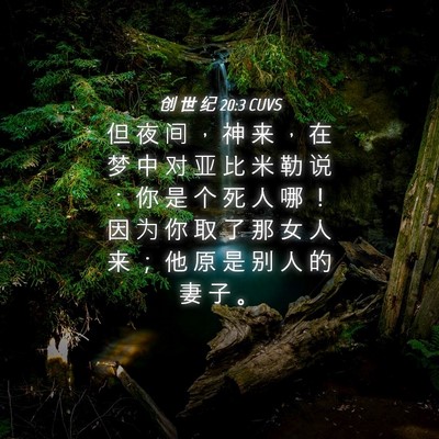 Picture 04 - 创 世 纪 20:3 CUVS - 但 夜 间 ， 神 来 ， 在 梦 中 对 亚 - Bible Verse Picture