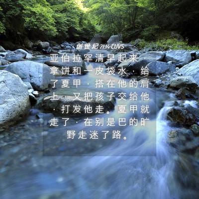 Picture 04 - 创 世 纪 21:14 CUVS - 亚 伯 拉 罕 清 早 起 来 ， 拿 饼 和 - Bible Verse Picture