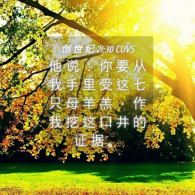 Picture 04 - 创 世 纪 21:30 CUVS - 他 说 ： 你 要 从 我 手 里 受 这 七 - Bible Verse Picture