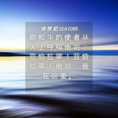 Picture 04 - 创 世 纪 22:11 CUVS - 耶 和 华 的 使 者 从 天 上 呼 叫 他 - Bible Verse Picture