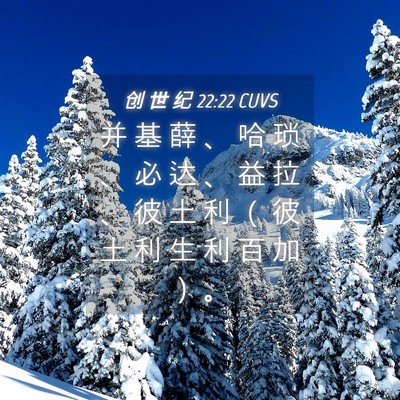 Picture 04 - 创 世 纪 22:22 CUVS - 并 基 薛 、 哈 琐 、 必 达 、 益 拉 - Bible Verse Picture