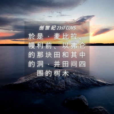 Picture 04 - 创 世 纪 23:17 CUVS - 於 是 ， 麦 比 拉 、 幔 利 前 、 以 - Bible Verse Picture