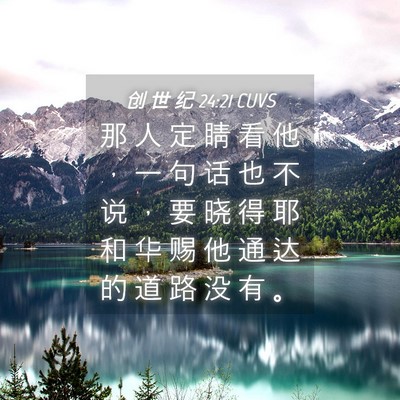 Picture 04 - 创 世 纪 24:21 CUVS - 那 人 定 睛 看 他 ， 一 句 话 也 不 - Bible Verse Picture
