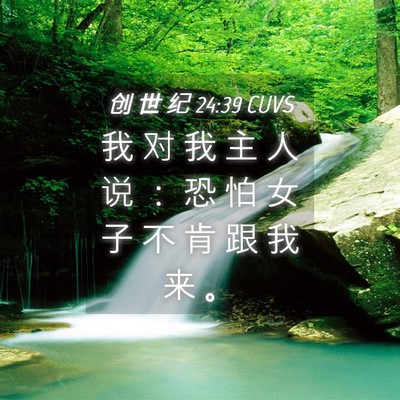 Picture 04 - 创 世 纪 24:39 CUVS - 我 对 我 主 人 说 ： 恐 怕 女 子 不 - Bible Verse Picture