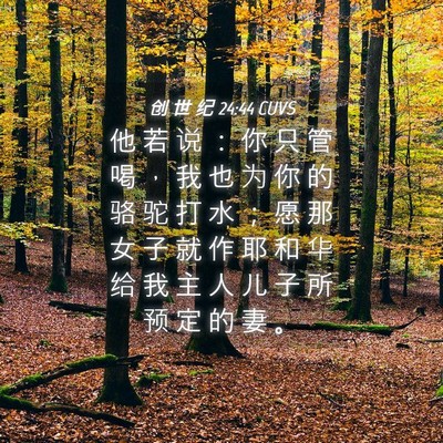 Picture 04 - 创 世 纪 24:44 CUVS - 他 若 说 ： 你 只 管 喝 ， 我 也 为 - Bible Verse Picture