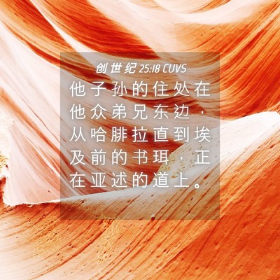 Picture 04 - 创 世 纪 25:18 CUVS - 他 子 孙 的 住 处 在 他 众 弟 兄 东 - Bible Verse Picture