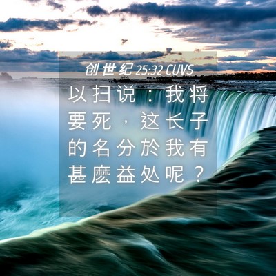 Picture 04 - 创 世 纪 25:32 CUVS - 以 扫 说 ： 我 将 要 死 ， 这 长 子 - Bible Verse Picture