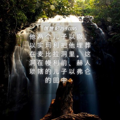 Picture 04 - 创 世 纪 25:9 CUVS - 他 两 个 儿 子 以 撒 、 以 实 玛 利 - Bible Verse Picture