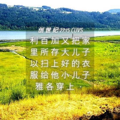 Picture 04 - 创 世 纪 27:15 CUVS - 利 百 加 又 把 家 里 所 存 大 儿 子 - Bible Verse Picture