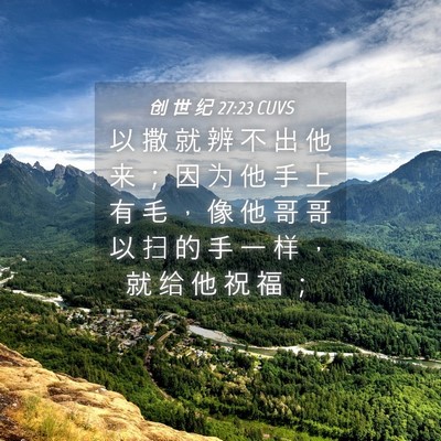 Picture 04 - 创 世 纪 27:23 CUVS - 以 撒 就 辨 不 出 他 来 ； 因 为 他 - Bible Verse Picture