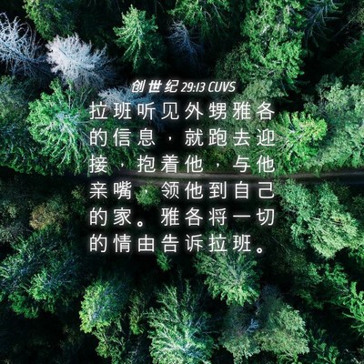 Picture 04 - 创 世 纪 29:13 CUVS - 拉 班 听 见 外 甥 雅 各 的 信 息 ， - Bible Verse Picture