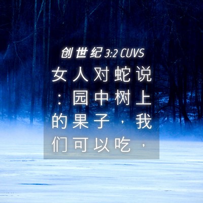 Picture 04 - 创 世 纪 3:2 CUVS - 女 人 对 蛇 说 ： 园 中 树 上 的 果 - Bible Verse Picture