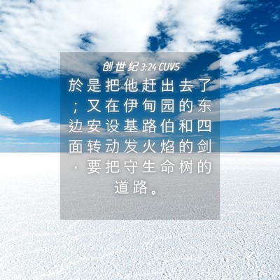 Picture 04 - 创 世 纪 3:24 CUVS - 於 是 把 他 赶 出 去 了 ； 又 在 伊 - Bible Verse Picture
