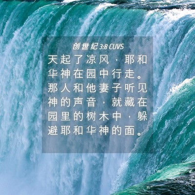 Picture 04 - 创 世 纪 3:8 CUVS - 天 起 了 凉 风 ， 耶 和 华 神 在 园 - Bible Verse Picture