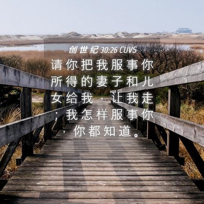 Picture 04 - 创 世 纪 30:26 CUVS - 请 你 把 我 服 事 你 所 得 的 妻 子 - Bible Verse Picture