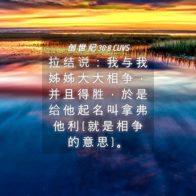 Picture 04 - 创 世 纪 30:8 CUVS - 拉 结 说 ： 我 与 我 姊 姊 大 大 相 - Bible Verse Picture