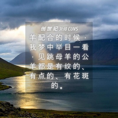 Picture 04 - 创 世 纪 31:10 CUVS - 羊 配 合 的 时 候 ， 我 梦 中 举 目 - Bible Verse Picture