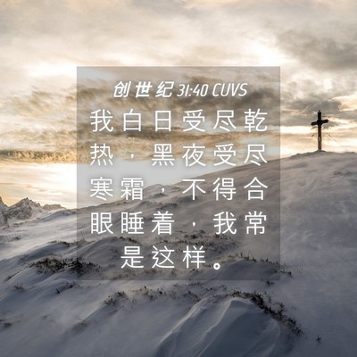 Picture 04 - 创 世 纪 31:40 CUVS - 我 白 日 受 尽 乾 热 ， 黑 夜 受 尽 - Bible Verse Picture
