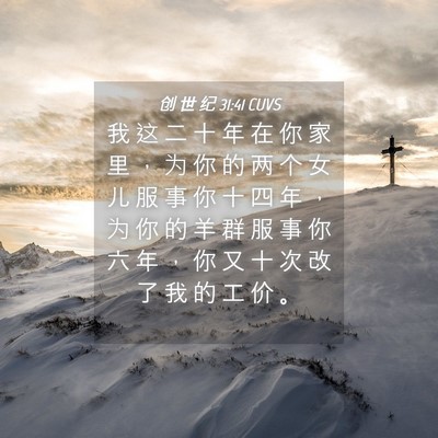 Picture 04 - 创 世 纪 31:41 CUVS - 我 这 二 十 年 在 你 家 里 ， 为 你 - Bible Verse Picture