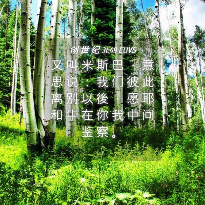 Picture 04 - 创 世 纪 31:49 CUVS - 又 叫 米 斯 巴 ， 意 思 说 ： 我 们 - Bible Verse Picture