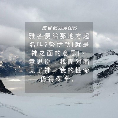 Picture 04 - 创 世 纪 32:30 CUVS - 雅 各 便 给 那 地 方 起 名 叫 ? 努 伊 - Bible Verse Picture