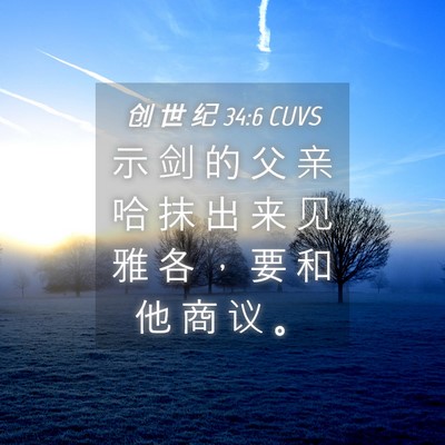 Picture 04 - 创 世 纪 34:6 CUVS - 示 剑 的 父 亲 哈 抹 出 来 见 雅 各 - Bible Verse Picture