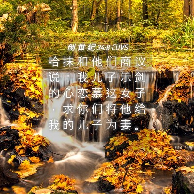 Picture 04 - 创 世 纪 34:8 CUVS - 哈 抹 和 他 们 商 议 说 ： 我 儿 子 - Bible Verse Picture