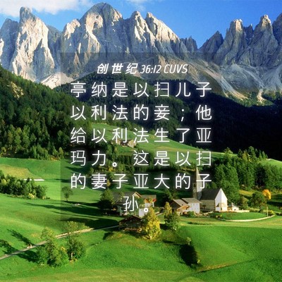 Picture 04 - 创 世 纪 36:12 CUVS - 亭 纳 是 以 扫 儿 子 以 利 法 的 妾 - Bible Verse Picture