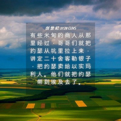 Picture 04 - 创 世 纪 37:28 CUVS - 有 些 米 甸 的 商 人 从 那 里 经 过 - Bible Verse Picture