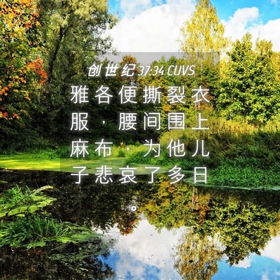 Picture 04 - 创 世 纪 37:34 CUVS - 雅 各 便 撕 裂 衣 服 ， 腰 间 围 上 - Bible Verse Picture