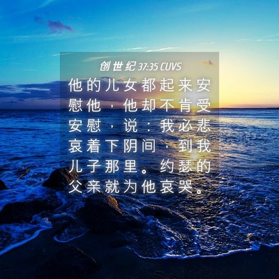 Picture 04 - 创 世 纪 37:35 CUVS - 他 的 儿 女 都 起 来 安 慰 他 ， 他 - Bible Verse Picture
