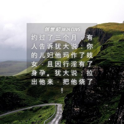 Picture 04 - 创 世 纪 38:24 CUVS - 约 过 了 三 个 月 ， 有 人 告 诉 犹 - Bible Verse Picture