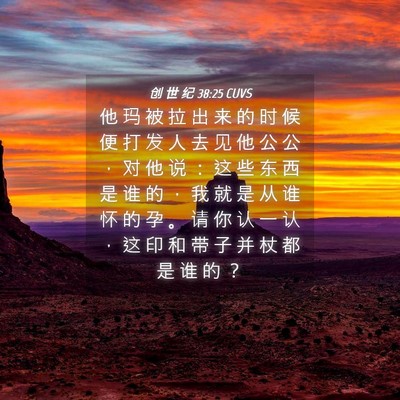 Picture 04 - 创 世 纪 38:25 CUVS - 他 玛 被 拉 出 来 的 时 候 便 打 发 - Bible Verse Picture