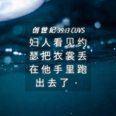 Picture 04 - 创 世 纪 39:13 CUVS - 妇 人 看 见 约 瑟 把 衣 裳 丢 在 他 - Bible Verse Picture