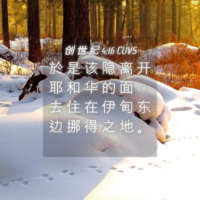 Picture 04 - 创 世 纪 4:16 CUVS - 於 是 该 隐 离 开 耶 和 华 的 面 ， - Bible Verse Picture