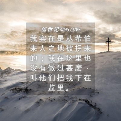 Picture 04 - 创 世 纪 40:15 CUVS - 我 实 在 是 从 希 伯 来 人 之 地 被 - Bible Verse Picture