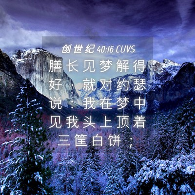 Picture 04 - 创 世 纪 40:16 CUVS - 膳 长 见 梦 解 得 好 ， 就 对 约 瑟 - Bible Verse Picture