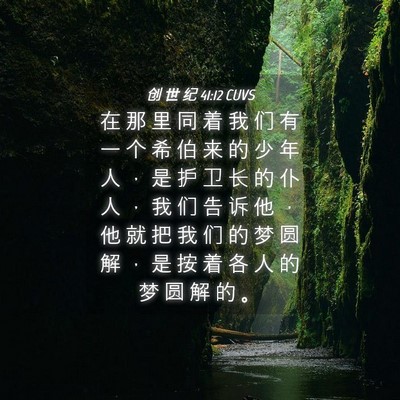 Picture 04 - 创 世 纪 41:12 CUVS - 在 那 里 同 着 我 们 有 一 个 希 伯 - Bible Verse Picture