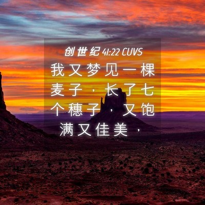 Picture 04 - 创 世 纪 41:22 CUVS - 我 又 梦 见 一 棵 麦 子 ， 长 了 七 - Bible Verse Picture