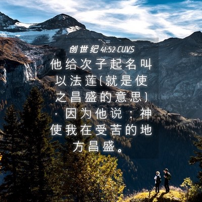 Picture 04 - 创 世 纪 41:52 CUVS - 他 给 次 子 起 名 叫 以 法 莲 ( 就 是 - Bible Verse Picture