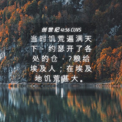 Picture 04 - 创 世 纪 41:56 CUVS - 当 时 饥 荒 遍 满 天 下 ， 约 瑟 开 - Bible Verse Picture