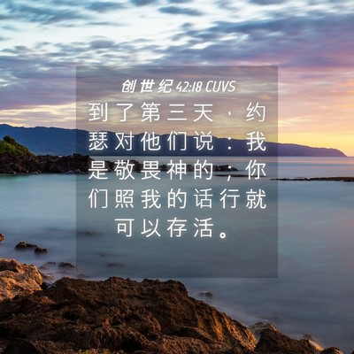 Picture 04 - 创 世 纪 42:18 CUVS - 到 了 第 三 天 ， 约 瑟 对 他 们 说 - Bible Verse Picture