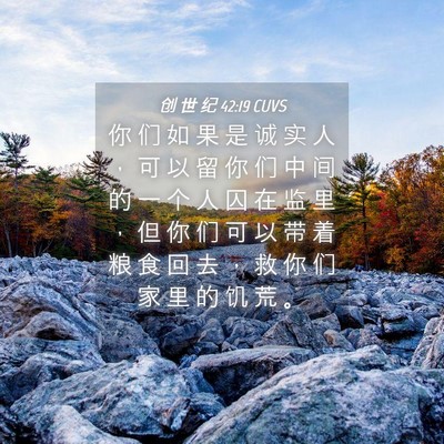 Picture 04 - 创 世 纪 42:19 CUVS - 你 们 如 果 是 诚 实 人 ， 可 以 留 - Bible Verse Picture