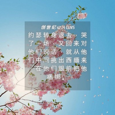 Picture 04 - 创 世 纪 42:24 CUVS - 约 瑟 转 身 退 去 ， 哭 了 一 场 ， - Bible Verse Picture