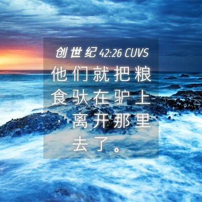 Picture 04 - 创 世 纪 42:26 CUVS - 他 们 就 把 粮 食 驮 在 驴 上 ， 离 - Bible Verse Picture