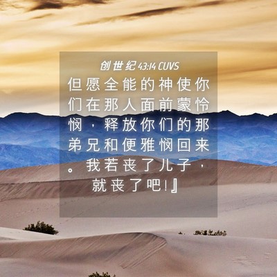 Picture 04 - 创 世 纪 43:14 CUVS - 但 愿 全 能 的 神 使 你 们 在 那 人 - Bible Verse Picture