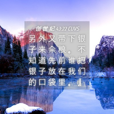 Picture 04 - 创 世 纪 43:22 CUVS - 另 外 又 带 下 银 子 来 籴 粮 。 不 - Bible Verse Picture