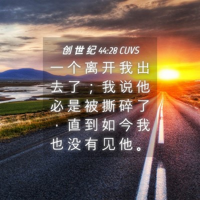 Picture 04 - 创 世 纪 44:28 CUVS - 一 个 离 开 我 出 去 了 ； 我 说 他 - Bible Verse Picture
