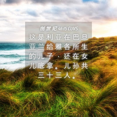 Picture 04 - 创 世 纪 46:15 CUVS - 这 是 利 亚 在 巴 旦 亚 兰 给 雅 各 - Bible Verse Picture